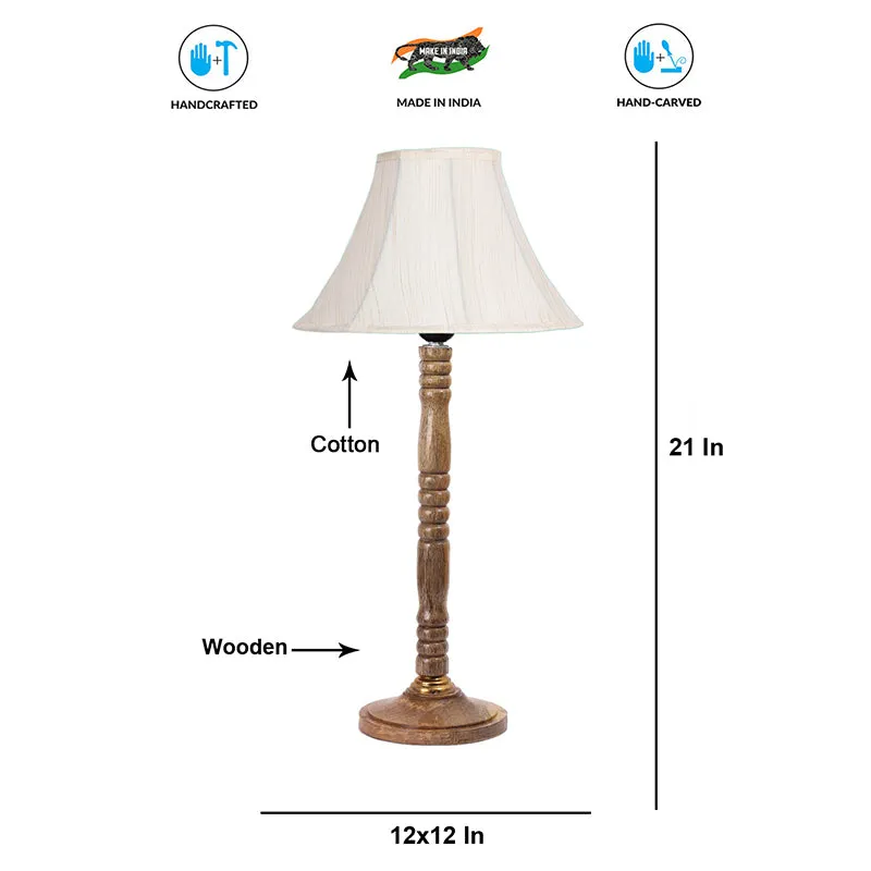 Craft Beam Table Lamp With Carved Wooden Base - White,Brown media 6