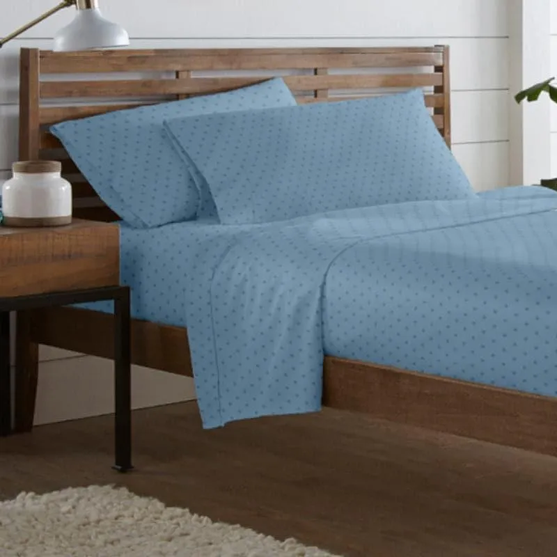 Azva Swiss Dot Cotton Bedsheet (French Blue) - 300 TC media 4