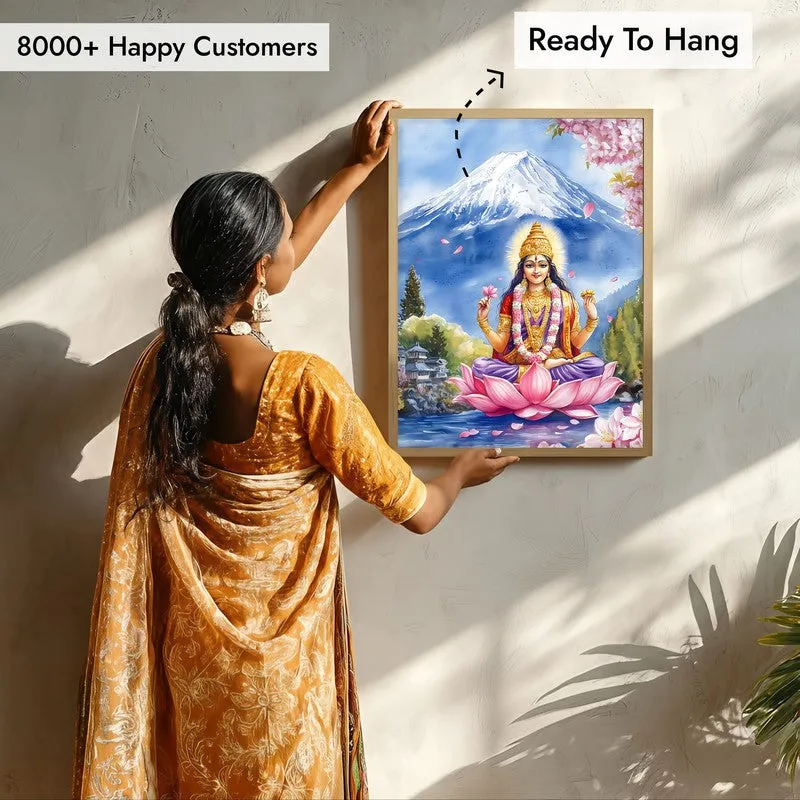 Bhagyalaxmi Spiritual Archival Paper Wall Painting - Natural Brown Frame media 7