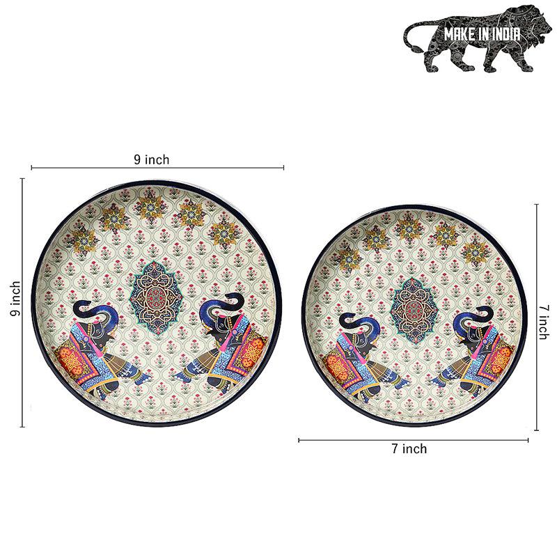Ethnic Hastina Enamel Coated Serving Tray (Round) - Set Of Two media 7