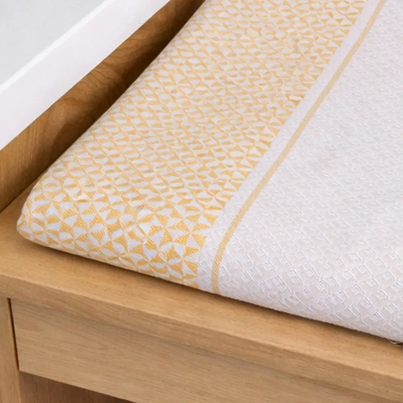MosacStrip Cotton Hand & Bath Towel (Yellow & White) - Set of Two media 5