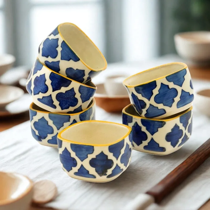 Dinea Ceramic Dip Bowls (Blue,Yellow ,40 mL Each) - Set Of Six media 4
