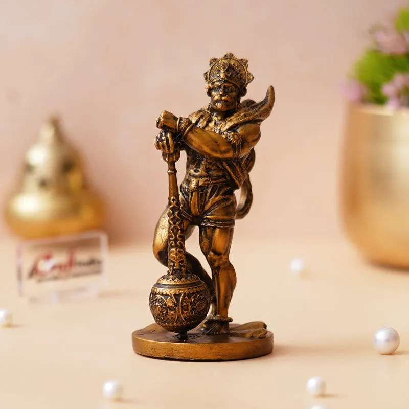 Standing Lord Hanuman Idol - Gold media 3