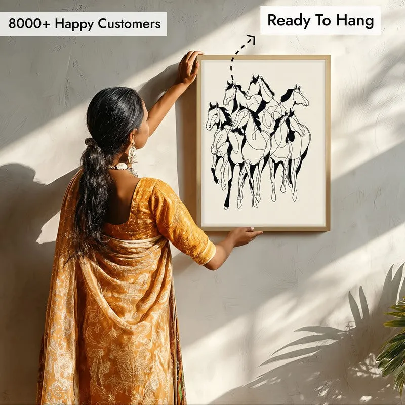 Horse in Harmony Wall Painting With Brown Frame media 8