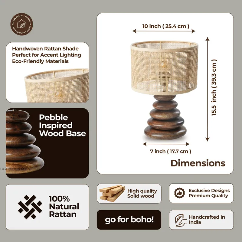 HearthLit Rattan Mango Wood Table Lamp - Beige,Brown media 9