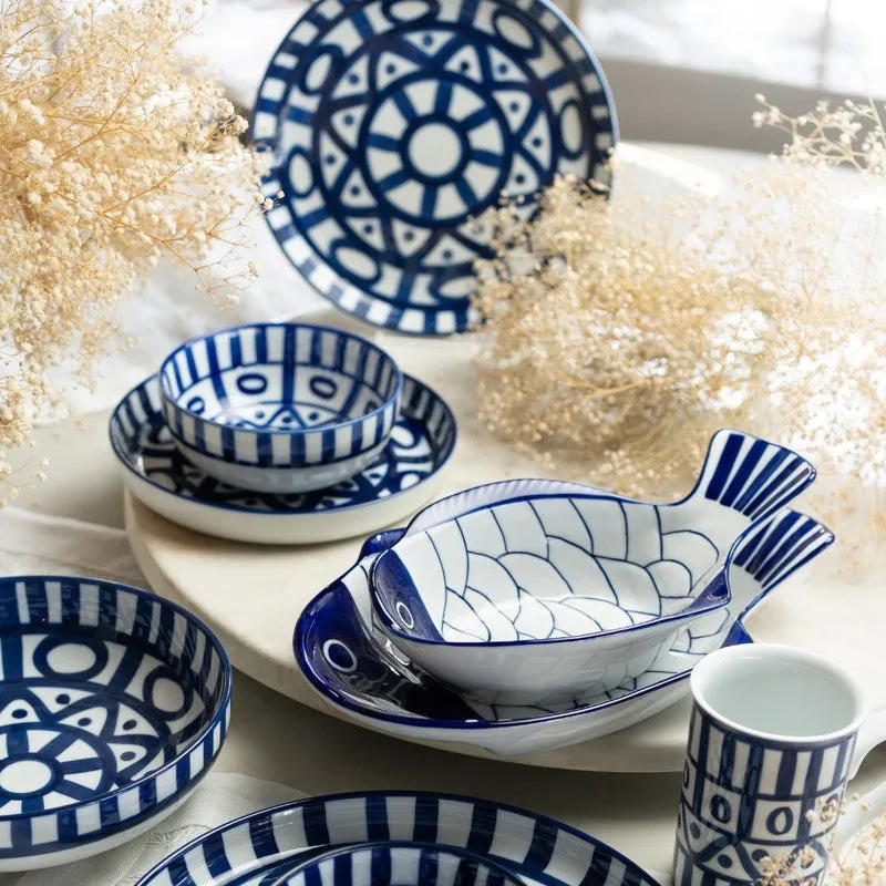 Klyne Porcelain Platter (Blue) - Set Of Two media 4
