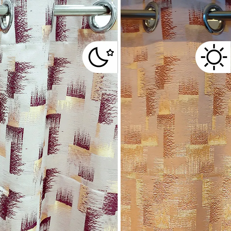 Valerian Abstract Artificial Silk Curtain - Set Of Two media 6