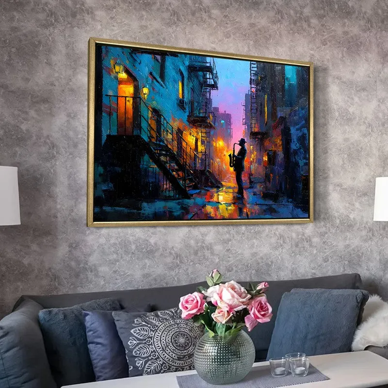 Neon Alley Canvas Wall Painting With Frame media 6