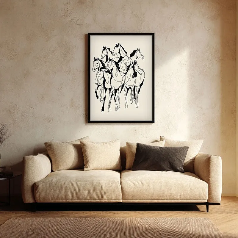 Horse in Harmony Wall Painting With Black Frame media 1