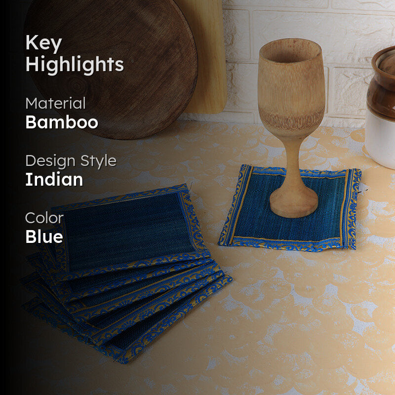 Eco Sip Bamboo Coaster (Blue) - Set Of Six media 2