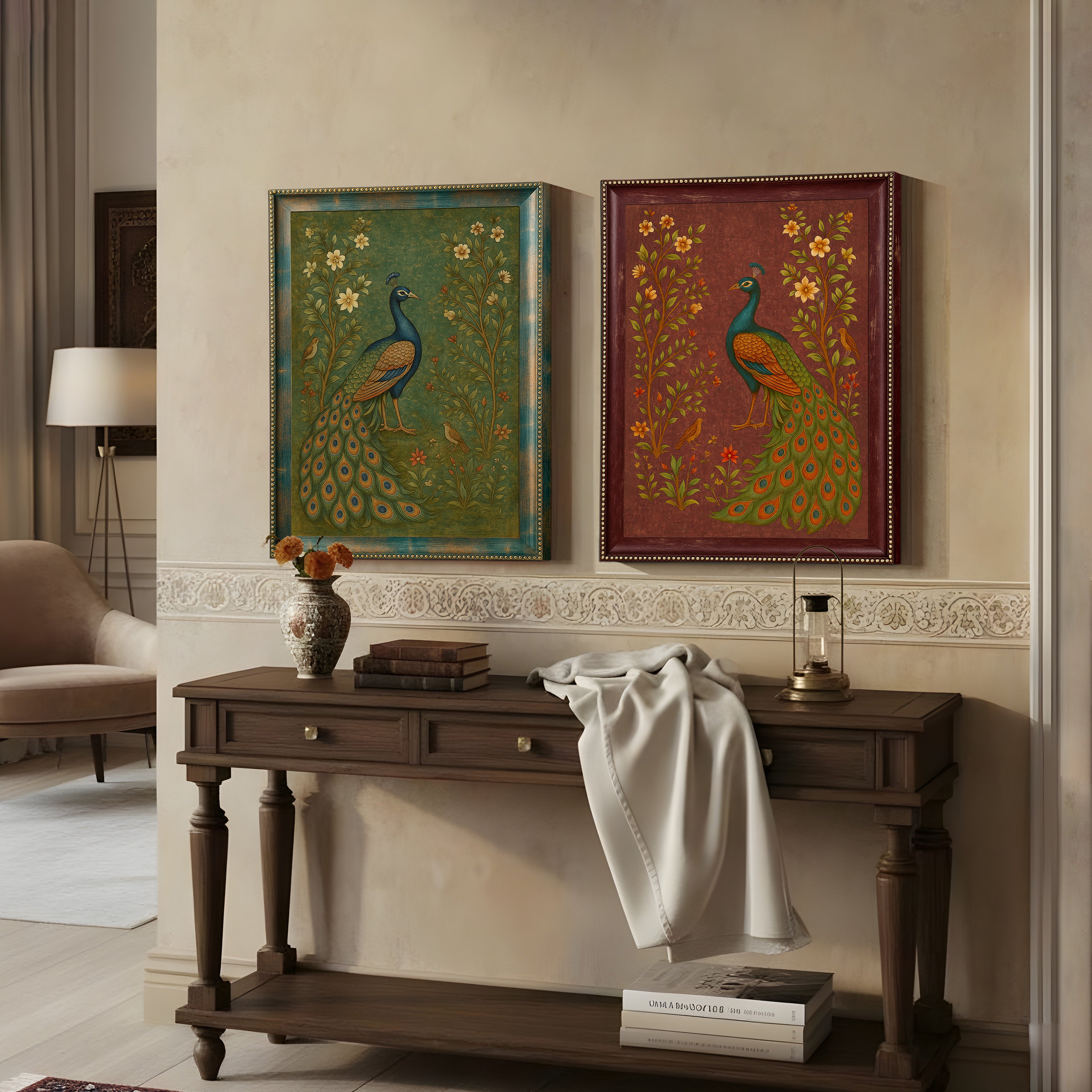 Royal Peacock Bloom Wall Art - Set Of Two media 8
