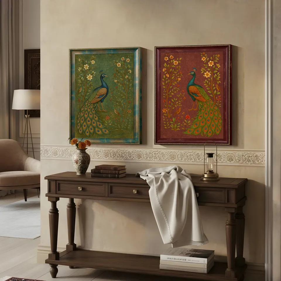 Royal Peacock Bloom Wall Art - Set Of Two media 8
