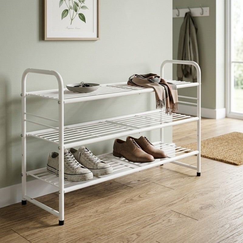Aura Metal Shoe Rack - White