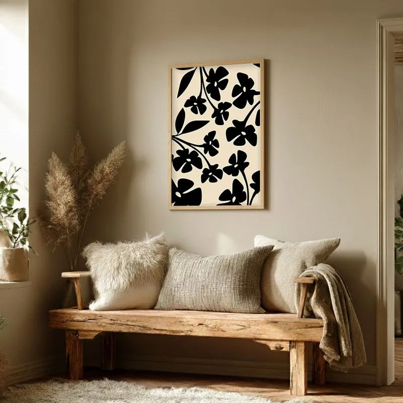 Noir Garden Canvas Wall Painting With Brown Frame media 3