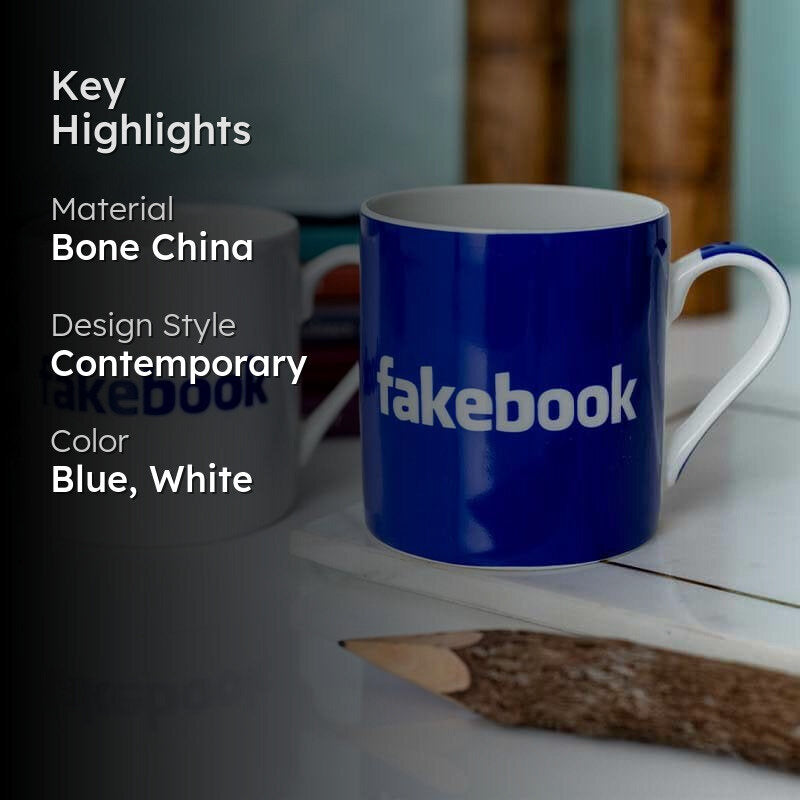 Fakebook Bone China Coffee Mug (350 mL Each) - Set of Two media 2