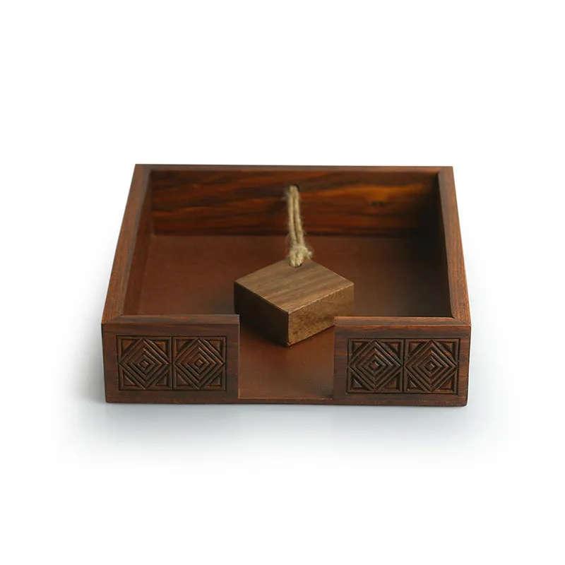 Iza Sheesham Wood Tissue Holder media 3