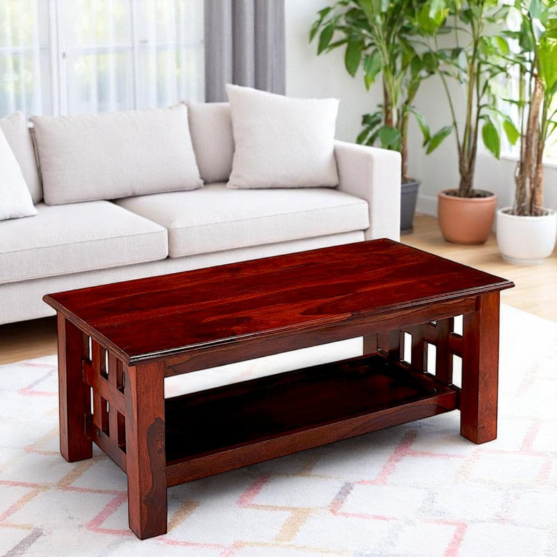 Brenox Sheesham Wooden Center Table - Deep Brown media 3
