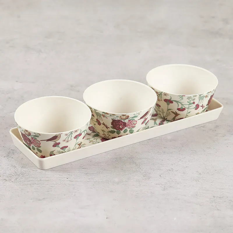 India Circus Minuet Bone China Snack Bowl With Tray (150 mL) - Four Piece Set media 3