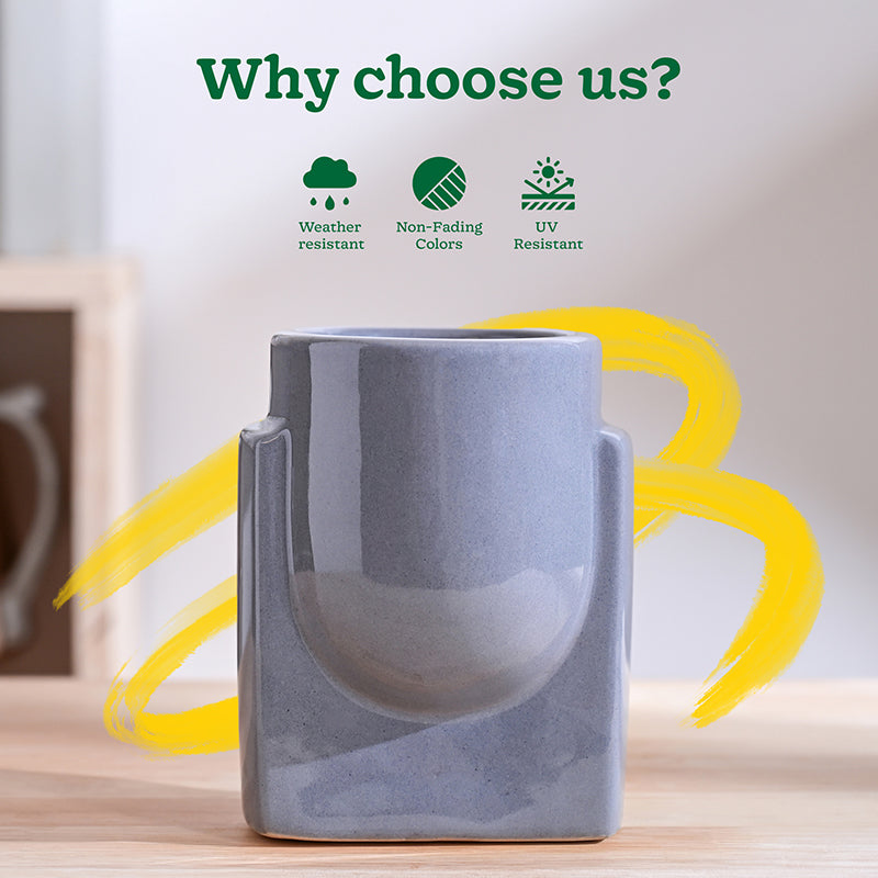 Ugaoo Minimalica Ceramic Planter - Grey media 6