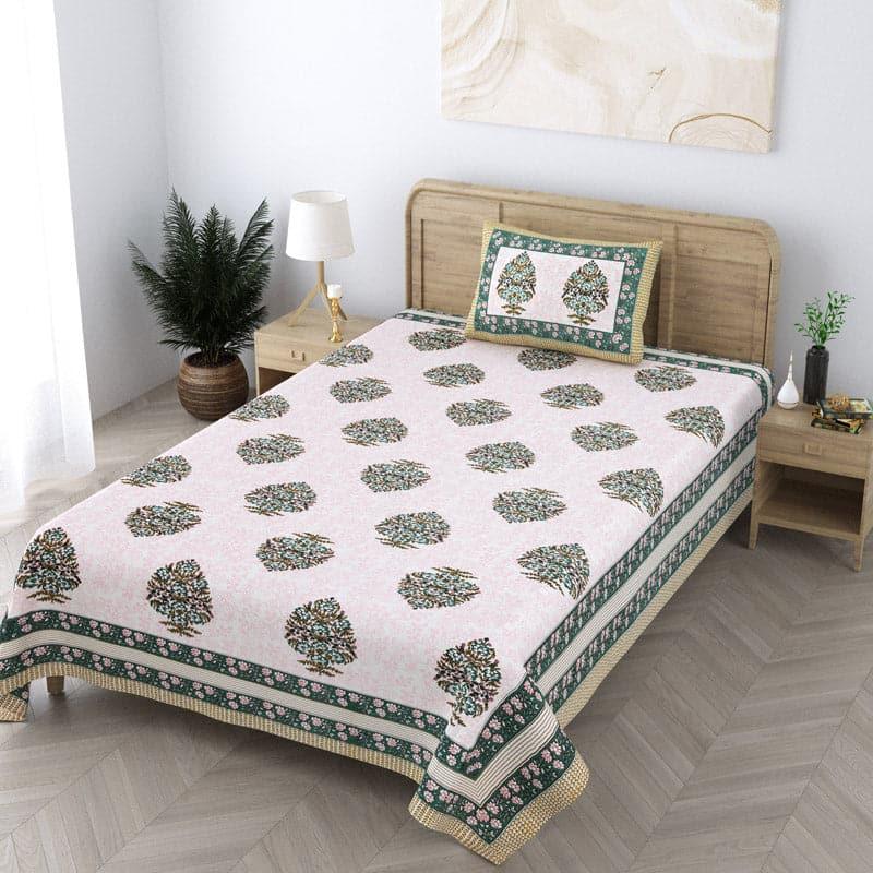 Bertrum Printed Cotton Bedsheet (Green) - 180 TC media 4