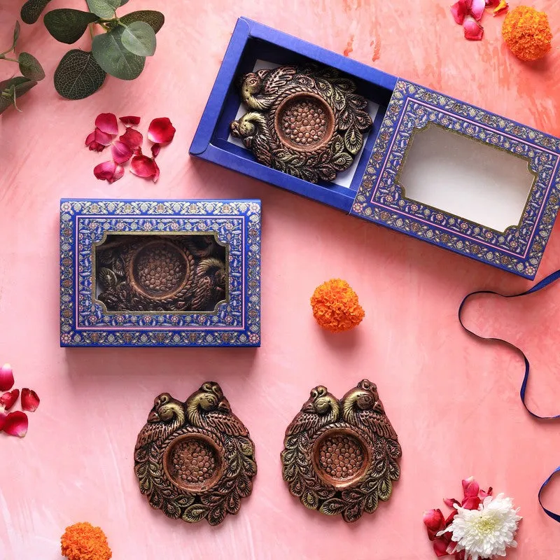 Couple Peacock Tea Light Holder - Set Of Four media 4
