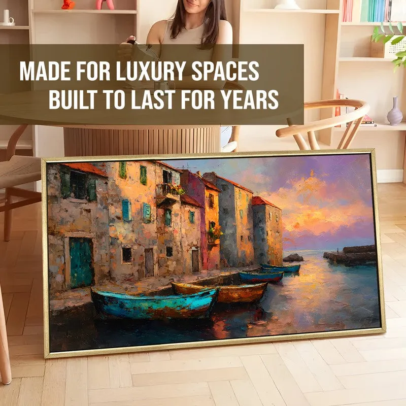 Painted Harbor Canvas Wall Painting With Frame media 5
