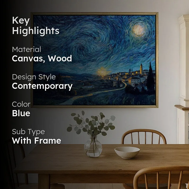 Nocturnal Glow Canvas Wall Painting With Frame media 2