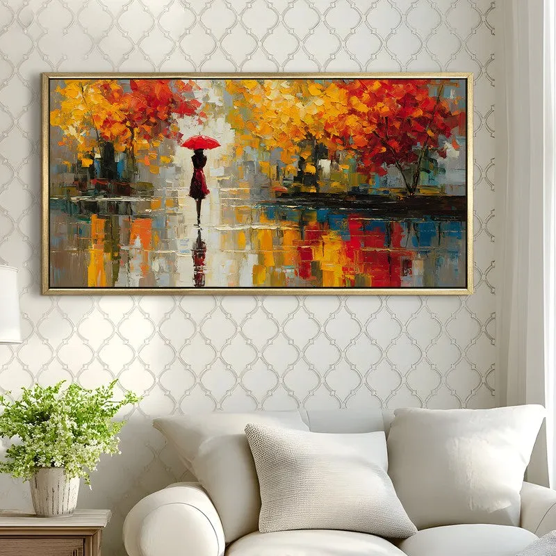 Amber Rain Canvas Wall Painting With Frame media 4