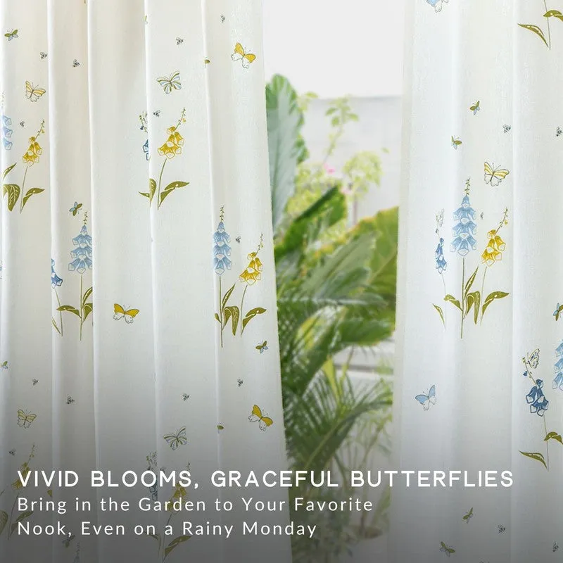 Tranquebar Home Petal Whisper Cotton Curtains(Blue) - Set Of Two media 3