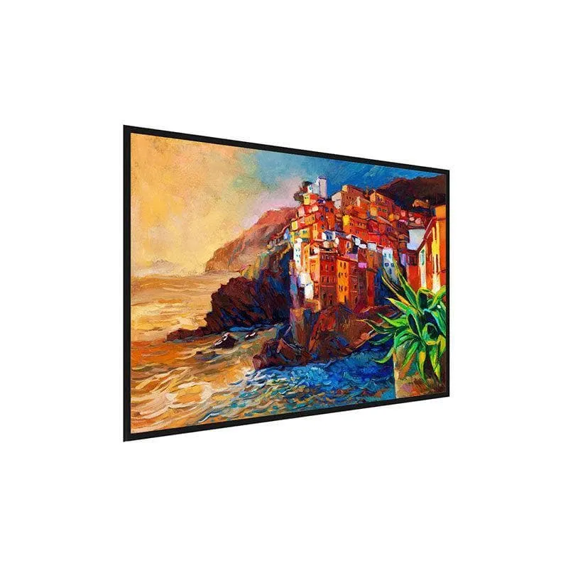 Cinque Terre Coast Canvas Wall Painting - Black Frame media 3