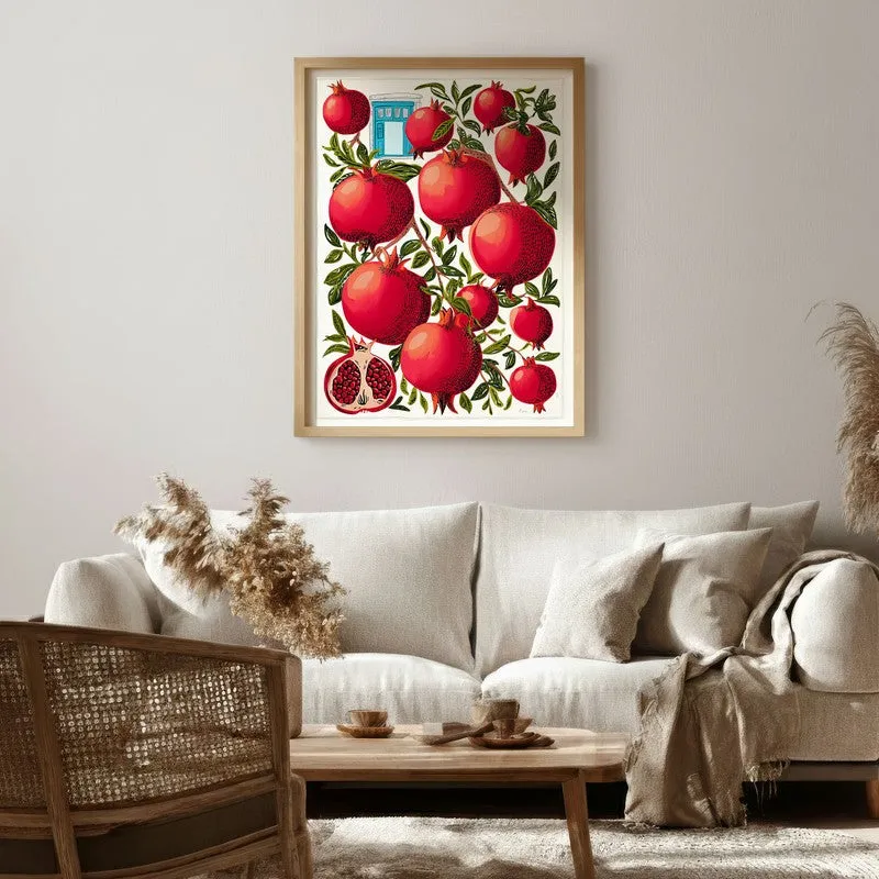 Pomegranate Canvas Wall Painting - Brown Frame media 1