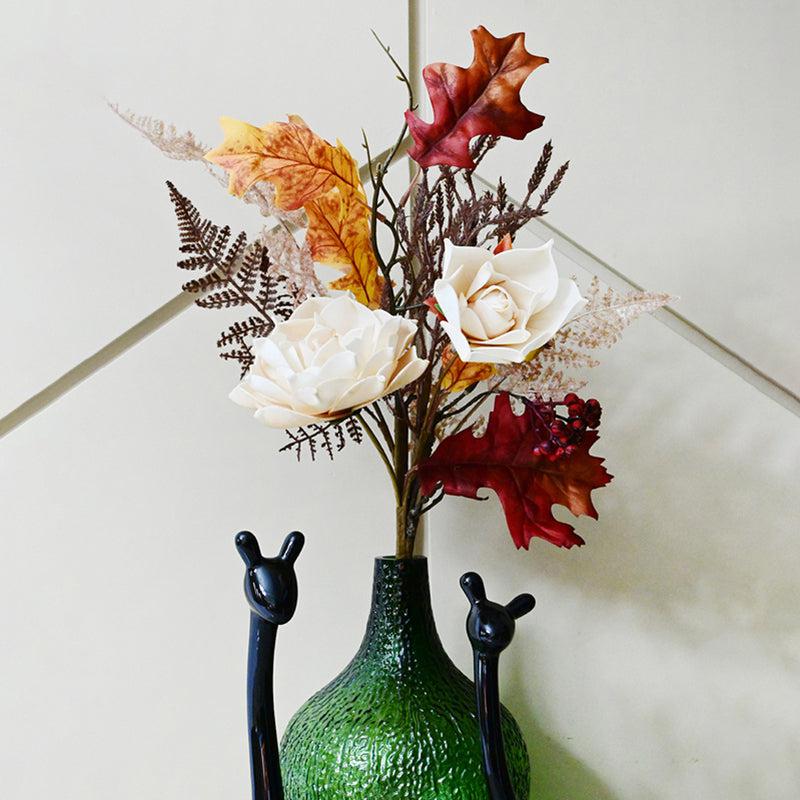 Amberosa Artificial Rose & Fall Leaves Bunch media 3