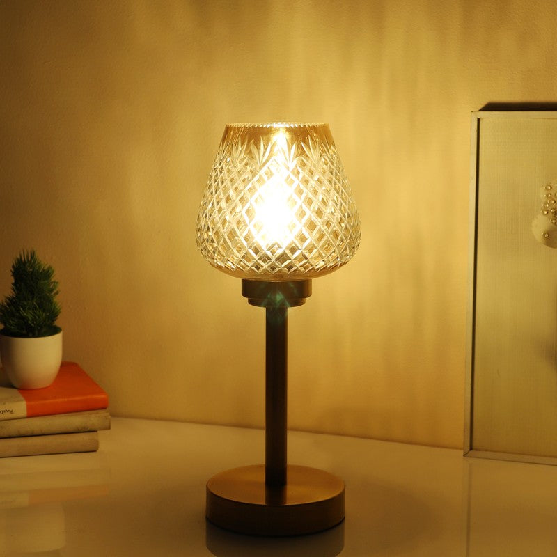Claret Elegant Mild Steel Table Lamp - Gold,Transparent media 3
