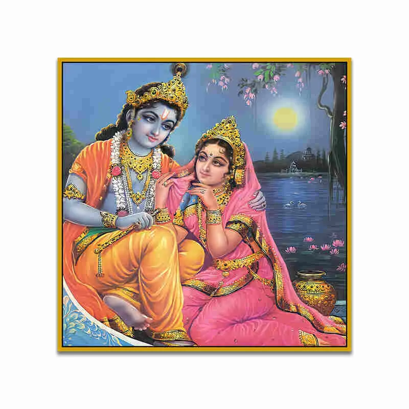 Radhe-Krishna Canvas Wall Art With Frame media 4
