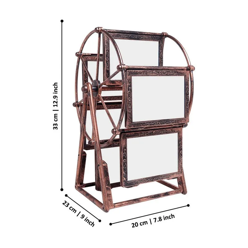 Antique Ferrous Wheel Rotating Plastic Photo Frame - Brown media 12