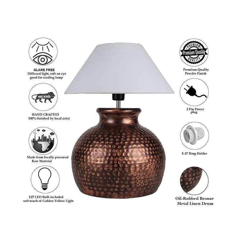 Ditsa Fabric Table Lamp - White,Bronze media 6