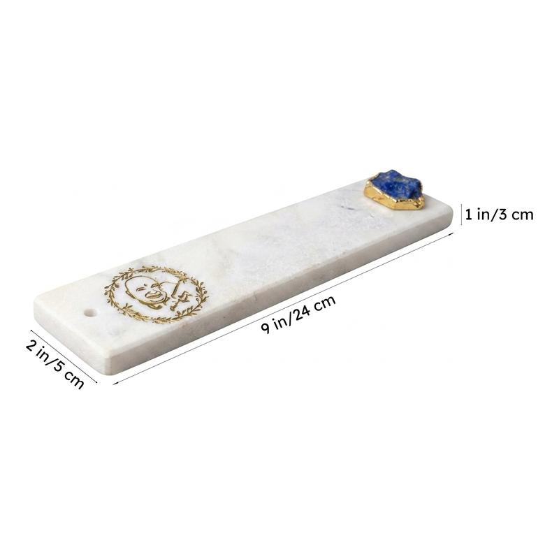 Guruji Marble Incense Holder With Agate Plating - Blue media 7