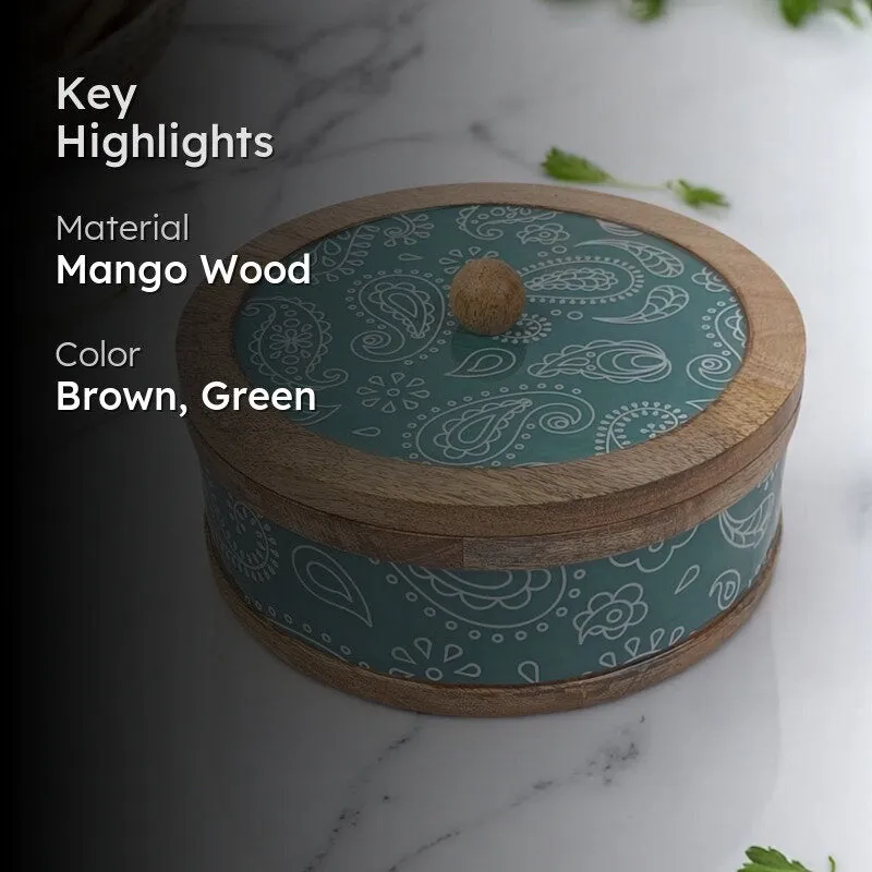 Rasva III Wood Roti Box - Teal media 2