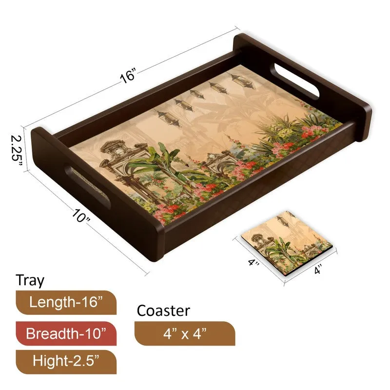 HeritageHaven Serving Tray with 4 Coasters - Five Piece Set media 9