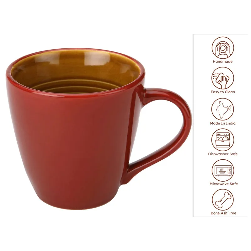 Karvaa Ceramic Coffee Mug (Red/350 mL Each) - Set Of Two media 4