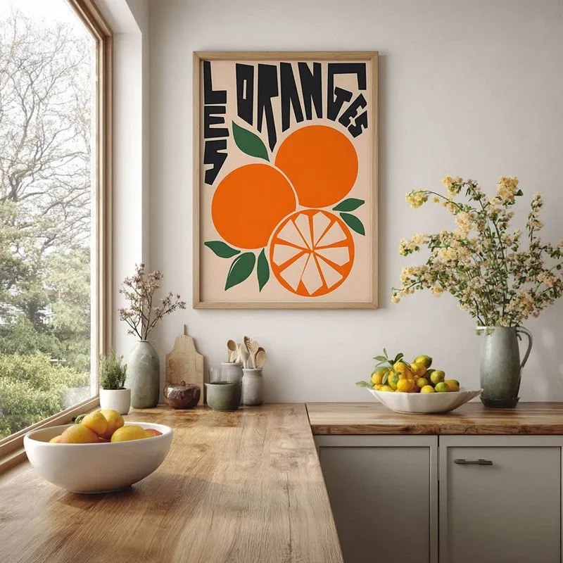 Orange Citrus Archival Canvas Wall Art - Brown media 5