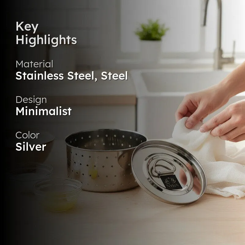 Crest Silver Stainless Steel Paneer Maker Mould - 300 ML media 2