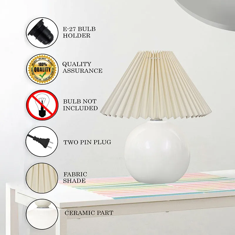Ibex Pleated Fabric Table Lamp - Beige,White media 5