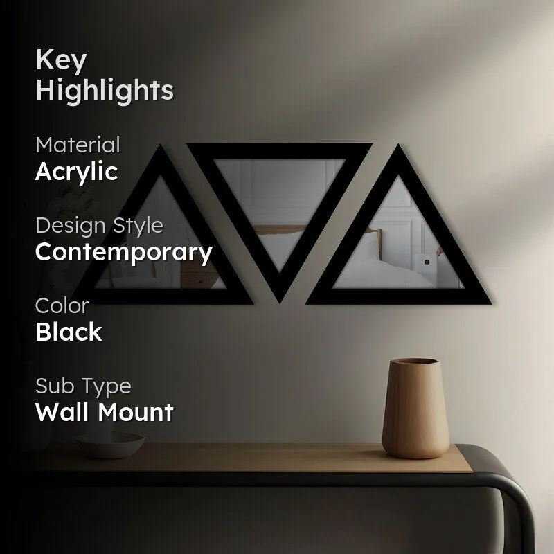 Apex Triangle Wall Mirrors (Black) - Set Of Three media 2