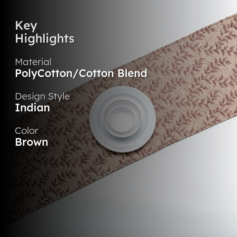 Elle Leafsy Jacquard Table Runner - Brown media 2