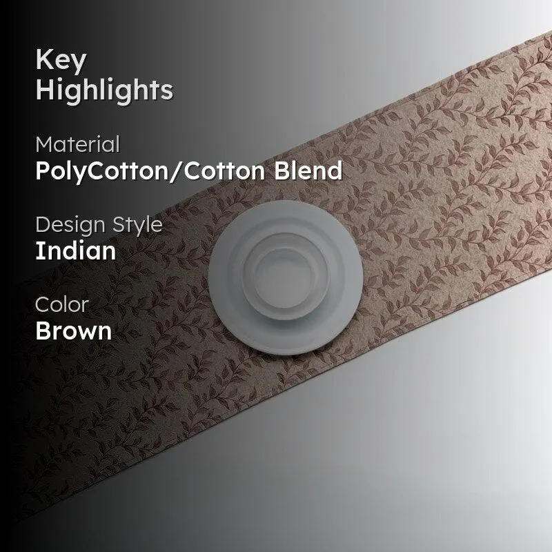 Elle Leafsy Jacquard Table Runner - Brown media 2