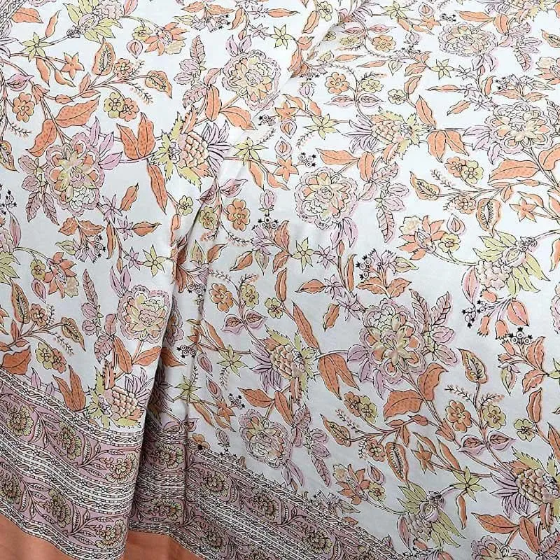 Posy Party Cotton Bedsheet (Orange) - 180 TC media 4