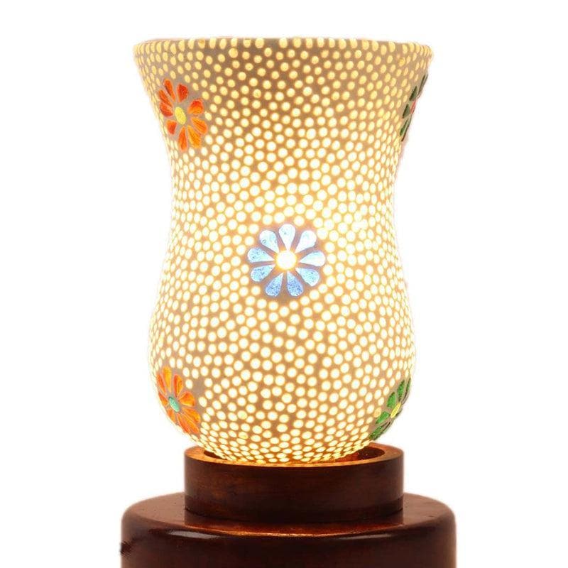 Vintage Vase Style Glass Table Lamp - White media 5