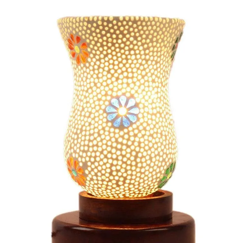 Vintage Vase Style Glass Table Lamp - White media 5