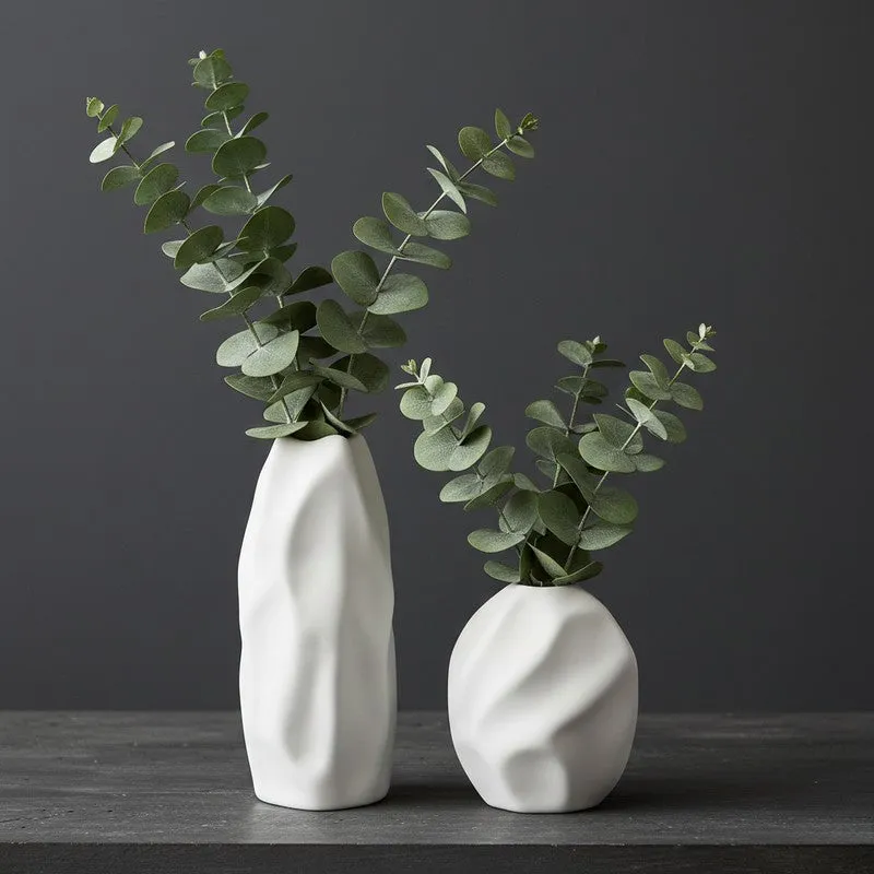 Sculpa Organic Sculpted Ceramic Vase(Ivory) - Set Of Two media 5